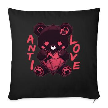 Anti Love Black Teddy Bear With Heart Cute Goth - Sofakissenbezug 45 x 45 cm - Schwarz - Vorne