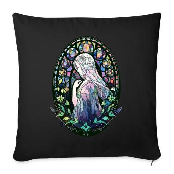 Stained Glass Anime Girl Japanese Fantasy Manga - Sofakissenbezug 45 x 45 cm - Schwarz - Vorne