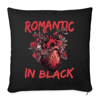 Romantic In Black Realistic Floral Heart Emo Aesth - Sofakissenbezug 45 x 45 cm - Schwarz - Vorne