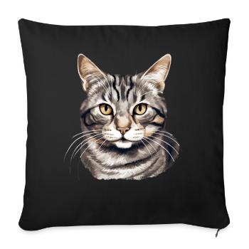 Cat Cats American Wirehair - Sofa pillowcase 17,3'' x 17,3'' (45 x 45 cm) - black - Front