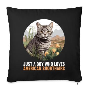 Cat Cats American Shorthair - Sofa pillowcase 17,3'' x 17,3'' (45 x 45 cm) - black - Front