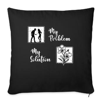 Amoureux des orchidées Mon problème Mon pictogramme Maman Papa - Housse de coussin décorative 45 x 45 cm - noir - Devant