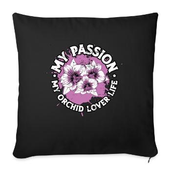 Amoureux des orchidées Ma passion Mon jardinier amoureux des orchidées - Housse de coussin décorative 45 x 45 cm - noir - Devant
