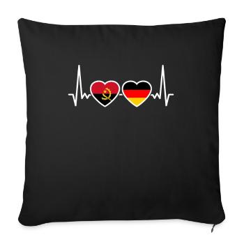 Angola Germany Heartbeat Flag Angolan - Sofa pillowcase 17,3'' x 17,3'' (45 x 45 cm) - black - Front