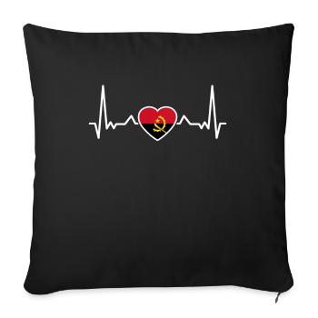 Angola Heartbeat Angolan Flag Angolan - Sofa pillowcase 17,3'' x 17,3'' (45 x 45 cm) - black - Front