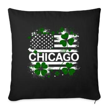 Drapeau américain Chicago Saint-Patrick - Housse de coussin décorative 45 x 45 cm - noir - Devant