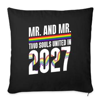 M. et M. 2027 Mariage de la Gay Pride Mariage gay - Housse de coussin décorative 45 x 45 cm - noir - Devant
