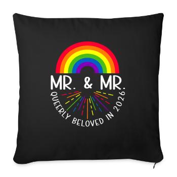 Mr. & Mr. 2026 Gay Pride Mariage Gay - Housse de coussin décorative 45 x 45 cm - noir - Devant