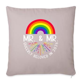 Mr. & Mr. 2026 Gay Pride Mariage Gay - Housse de coussin décorative 45 x 45 cm - taupe clair - Devant
