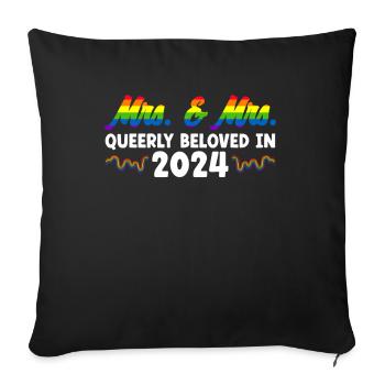 Mrs. & Mrs. 2024 Gay Pride Wedding Gay Marriage - Sofa pillowcase 17,3'' x 17,3'' (45 x 45 cm) - black - Front
