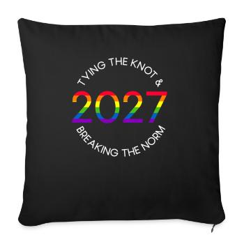 Gay Pride 2027 Mariage Mariage gay - Housse de coussin décorative 45 x 45 cm - noir - Devant