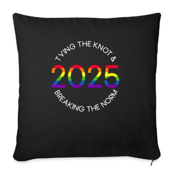 Gay Pride 2025 Mariage Mariage gay - Housse de coussin décorative 45 x 45 cm - noir - Devant