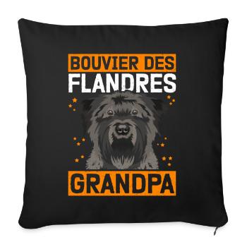 Bouvier des Flandres Grandpa Vlaamse Koehond cadeau - Housse de coussin décorative 45 x 45 cm - noir - Devant