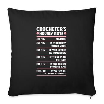 Crochet Knitting Sewing Seamstress Gift - Sofa pillowcase 17,3'' x 17,3'' (45 x 45 cm) - black - Front