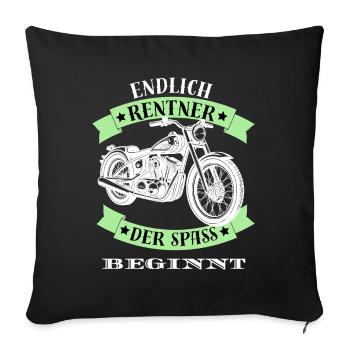 Retraite Retraité Moto Retraite Motard Fun Drôle - Housse de coussin décorative 45 x 45 cm - noir - Devant