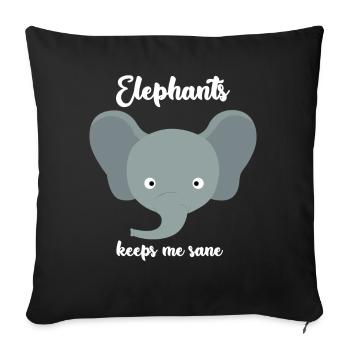 Éléphants Éléphant Mignon - Housse de coussin décorative 45 x 45 cm - noir - Devant
