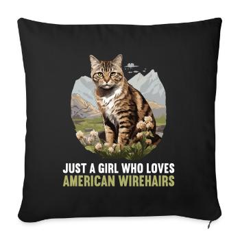 Cat Cats American Wirehair - Sofa pillowcase 17,3'' x 17,3'' (45 x 45 cm) - black - Front