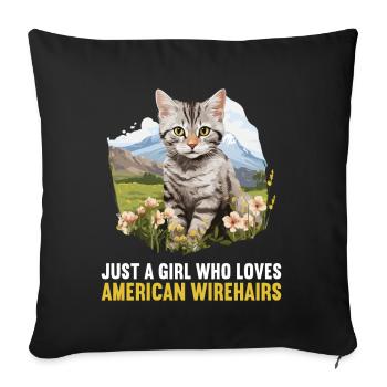Cat Cats American Wirehair - Sofa pillowcase 17,3'' x 17,3'' (45 x 45 cm) - black - Front