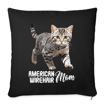 Cat Cats American Wirehair - Sofa pillowcase 17,3'' x 17,3'' (45 x 45 cm) - black - Front