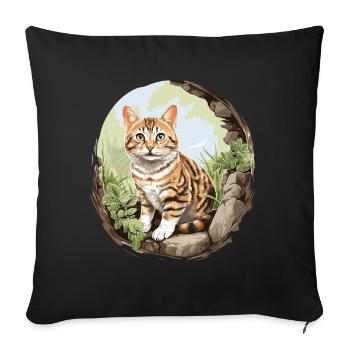 Cat Cats American Wirehair - Sofa pillowcase 17,3'' x 17,3'' (45 x 45 cm) - black - Front