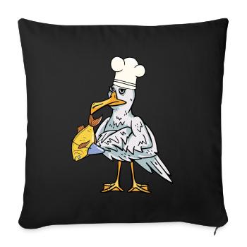 Maritime seagull fish cook hunger cooking - Sofa pillowcase 17,3'' x 17,3'' (45 x 45 cm) - black - Front