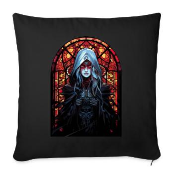 Grim Reaper Anime Girl Japanese Mosaic Stained Gla - Sofakissenbezug 45 x 45 cm - Schwarz - Vorne