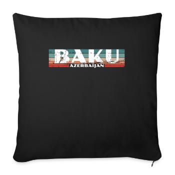 Bakou Vintage Azerbaïdjan Aserbaidschan - Housse de coussin décorative 45 x 45 cm - noir - Devant