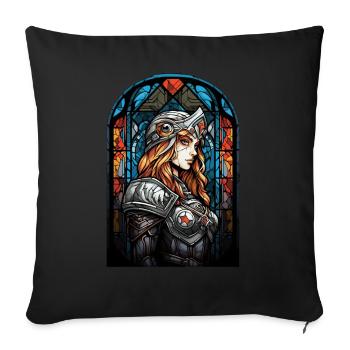 Fantasy Stained Glass Window Art Anime Warrior - Sofakissenbezug 45 x 45 cm - Schwarz - Vorne