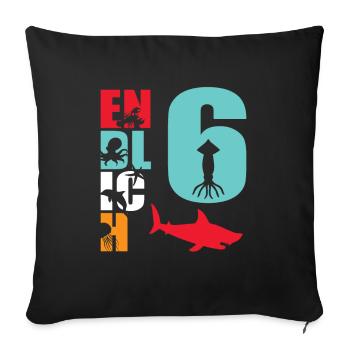 Endlich 6 Hai Fisch - Sofakissenbezug 45 x 45 cm - Schwarz - Vorne