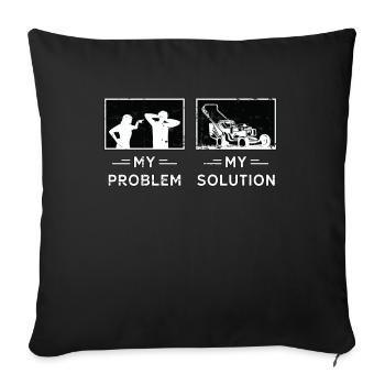 Tondeuse Mon problème Ma solution Pictogramme Papa Maman - Housse de coussin décorative 45 x 45 cm - noir - Devant