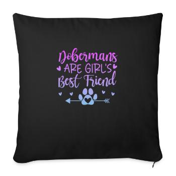 Doberman chien chiens cadeau pour animaux de compagnie - Housse de coussin décorative 45 x 45 cm - noir - Devant