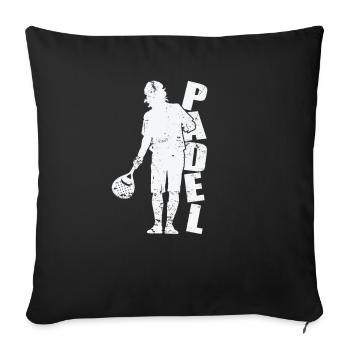 Joueur de padel avec raquette - Housse de coussin décorative 45 x 45 cm - noir - Devant