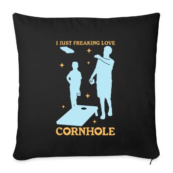 Cornhole Bean Bag joueur trou aveugle cadeau - Housse de coussin décorative 45 x 45 cm - noir - Devant