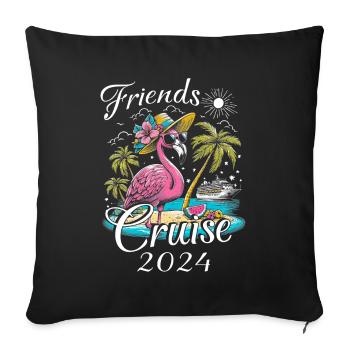 Croisière Amis 2024 - Housse de coussin décorative 45 x 45 cm - noir - Devant