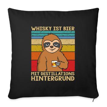 Le whisky est une bière avec un fond de distillation - Housse de coussin décorative 45 x 45 cm - noir - Devant