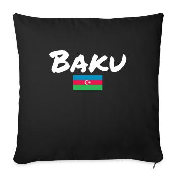 Bakou Azerbaïdjan Drapeau de l’Azerbaïdjan - Housse de coussin décorative 45 x 45 cm - noir - Devant