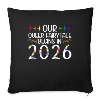 Conte de fées queer 2026 Mariage Mariage gay - Housse de coussin décorative 45 x 45 cm - noir - Devant