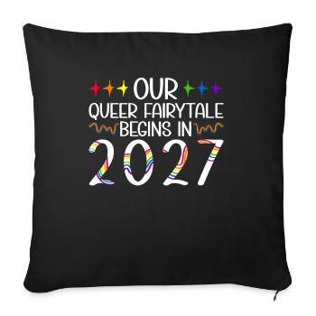 Queer Fairytale 2027 Wedding Gay Marriage - Sofa pillowcase 17,3'' x 17,3'' (45 x 45 cm) - black - Front