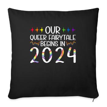Queer Fairytale 2024 Hochzeit Homo-Ehe - Sofakissenbezug 45 x 45 cm - Schwarz - Vorne
