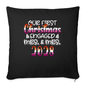 First Christmas Engaged Wife & Wife 2028 Gay - Sofa pillowcase 17,3'' x 17,3'' (45 x 45 cm) - black - Front