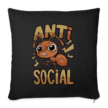 Anti-Social Ant - Sofa pillowcase 17,3'' x 17,3'' (45 x 45 cm) - black - Front