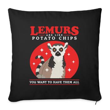 Lemur Ring-tailed Lemur Lemur Gift - Sofa pillowcase 17,3'' x 17,3'' (45 x 45 cm) - black - Front