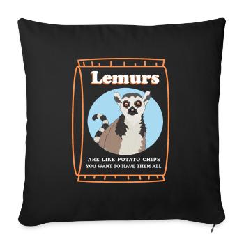 Lémuriens Ringtail lémur cadeau - Housse de coussin décorative 45 x 45 cm - noir - Devant