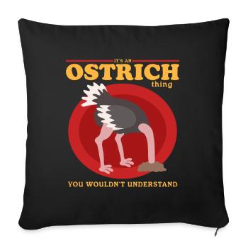 Autruche oiseau autruche amant autruches cadeau - Housse de coussin décorative 45 x 45 cm - noir - Devant