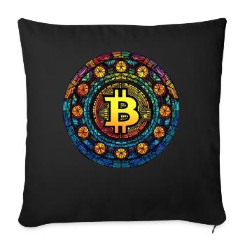 Cryptocurrency Trading Bitcoin Logo Stained Glass - Sofakissenbezug 45 x 45 cm - Schwarz - Vorne
