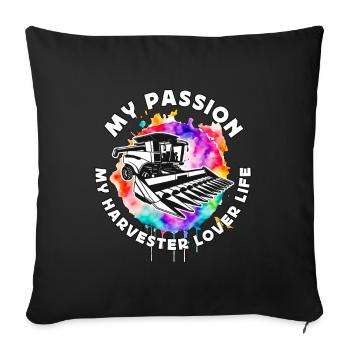 Harvester Lover My Passion My Harvester Farmer - Sofa pillowcase 17,3'' x 17,3'' (45 x 45 cm) - black - Front