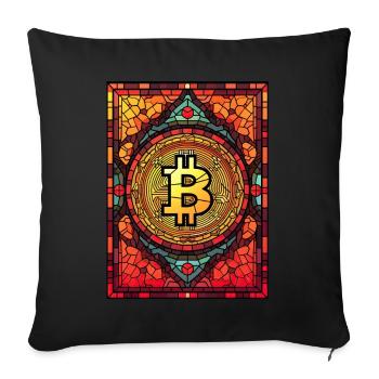Stained Glass Bitcoin Stained Glass Cryptocurrency - Sofakissenbezug 45 x 45 cm - Schwarz - Vorne