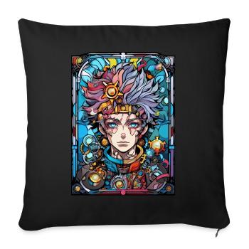 Mecha Anime Steampunk Aesthetic Stained Glass - Sofakissenbezug 45 x 45 cm - Schwarz - Vorne