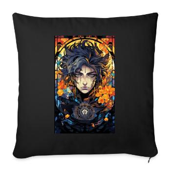 Isekai Anime Aesthetic Husbando Otaku Stained Glas - Sofakissenbezug 45 x 45 cm - Schwarz - Vorne