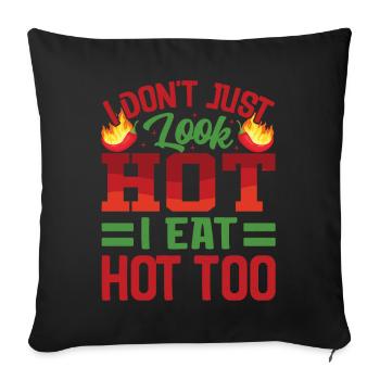 Ça a l’air chaud – fille avec du piment fort et - Housse de coussin décorative 45 x 45 cm - noir - Devant